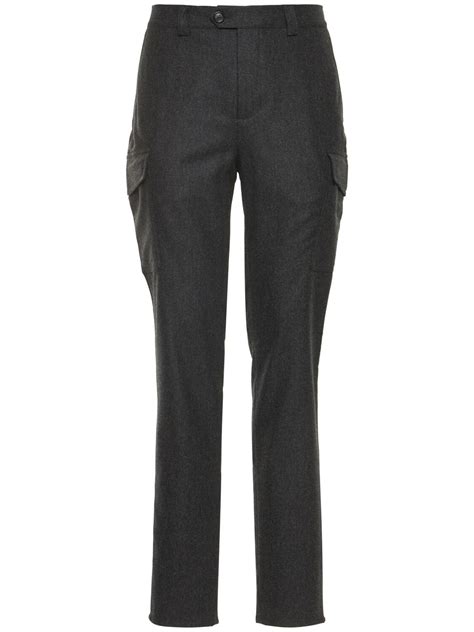 Brunello Cucinelli Wool Pants In Anthracite Modesens