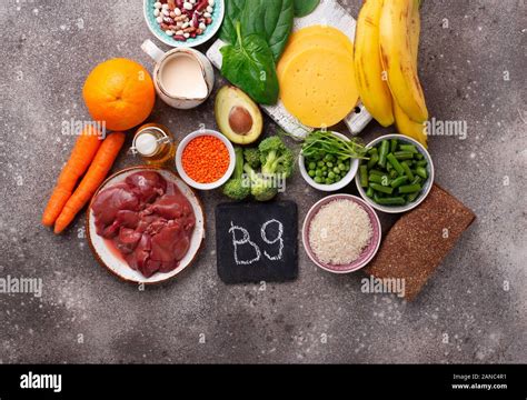 Natural sources of vitamin B9 Stock Photo - Alamy