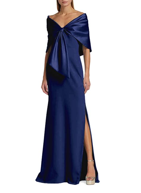 Sheath Column Off The Shoulder Satin Jersey Mother Of The Bride Dresses