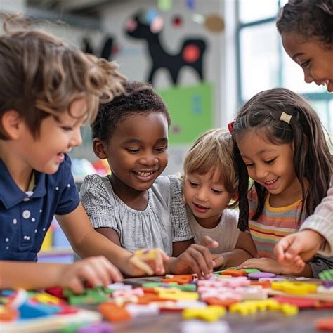 premium photo  visual   diverse group  young children working