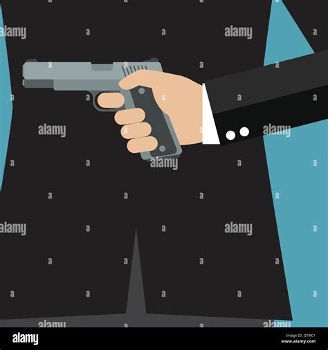 Man Suit Gun Back Stock Vector Images Alamy