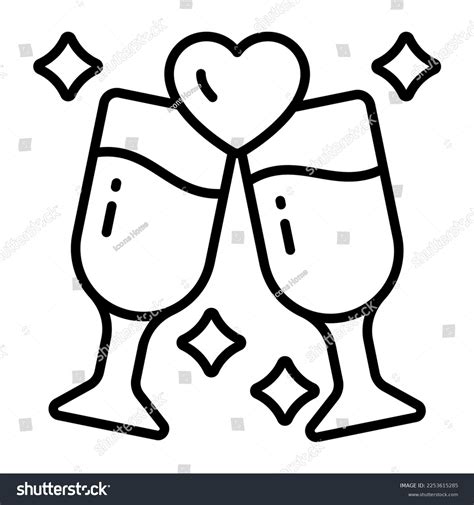 Wine Glass Heart Denoting Icon Love Stock Vector Royalty Free 2253615285 Shutterstock