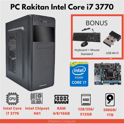 Jual PC Rakitan Paket CPU Komputer Kantor Intel Core I7 3770 SSD HD