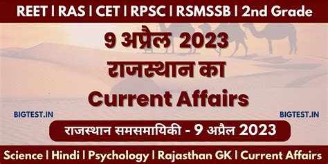 9 April 2023 Rajasthan Current Affairs In Hindi Rajasthangyan In