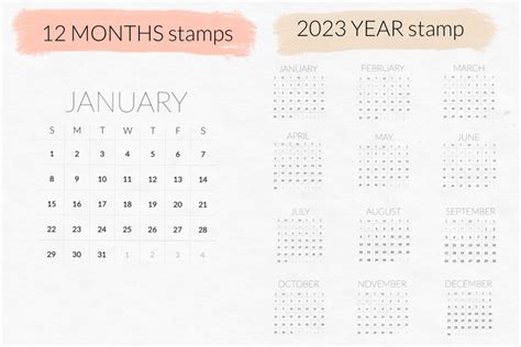 2023 Calendar Grid Planner Procreate Stamps, Digital Planner - Crella