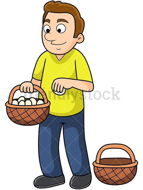 Man Putting All Eggs In One Basket Cartoon Vector Clipart Friendlystock