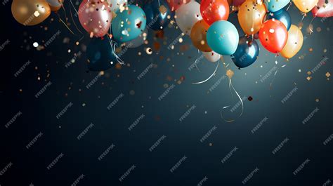 Premium AI Image | birthday background colorful balloons on the black ...