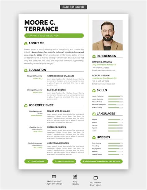 Premium Psd Clean And Modern Resume Portfolio Or Cv Template