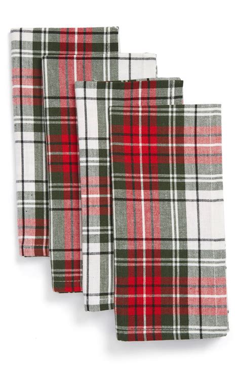 Design Imports Christmas Plaid Cotton Napkins Set Of 4 Nordstrom