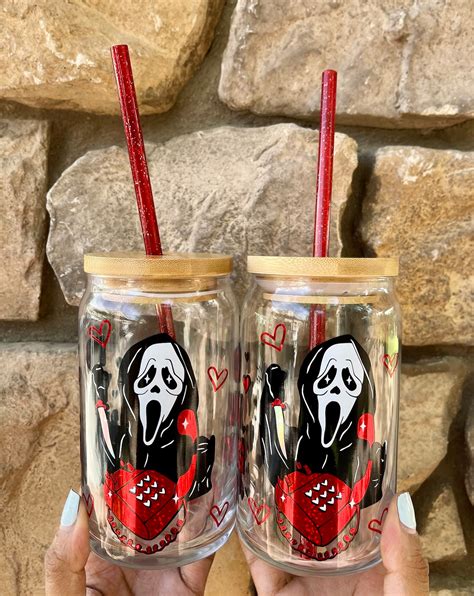 Scream Glass Cup Cute Scream Halloween Cup Spooky Reusable Etsy