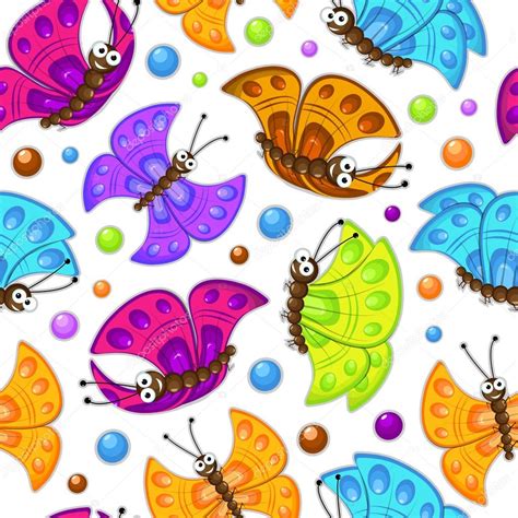 Seamless Pattern With Colorful Butterflies Stock Vector Image By