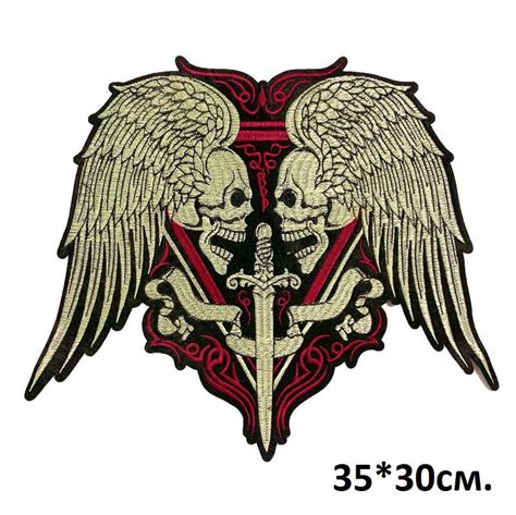 Нашивка два черепа большая на куртку термонашивка - купить с доставкой ...