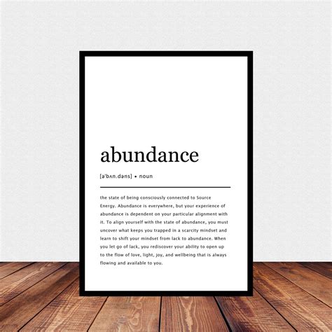 Abundance Definition Print Abundance Abundance Wall Art Etsy