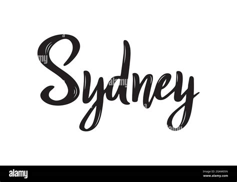 Sydney handwritten calligraphy name of the city. Hand drawn brush ...