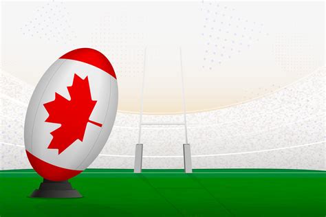 Canada national team rugby ball on rugby stadium and goal posts ...