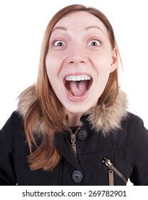 Funny Portrait Woman Screaming Isolated On Stock Photo (Edit Now) 269782901