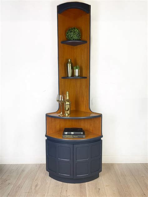 Nathan Teak Corner Unit Drinks Cabinet In Navy Blue Etsy