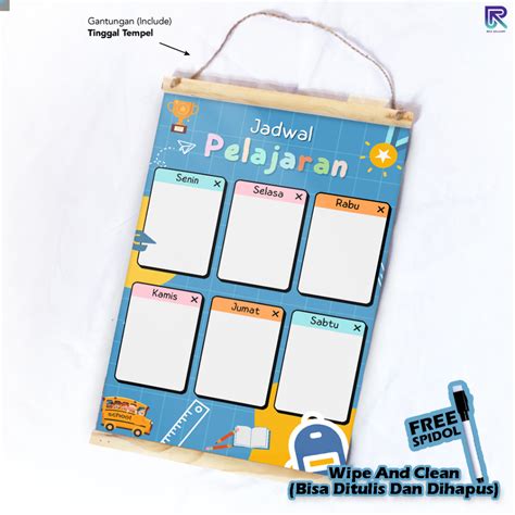 Jual RHA GALLERY Planner Sekolah Jadwal Pelajaran Kelas Siswa Blue Wipe