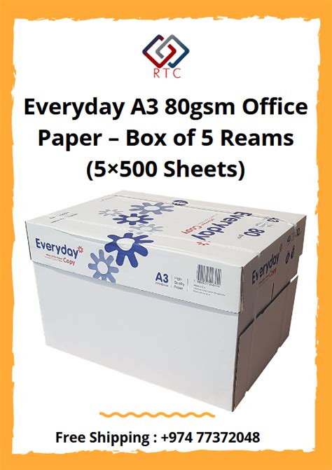 Buy Everyday A3 80gsm Office Paper Box Of 5 Reams 5×500 Sheets In