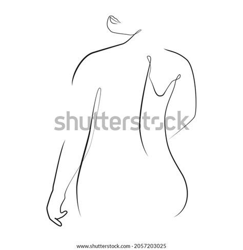 Curvy Naked Woman Stands Her Back Stock Vector Royalty Free 2057203025 Shutterstock