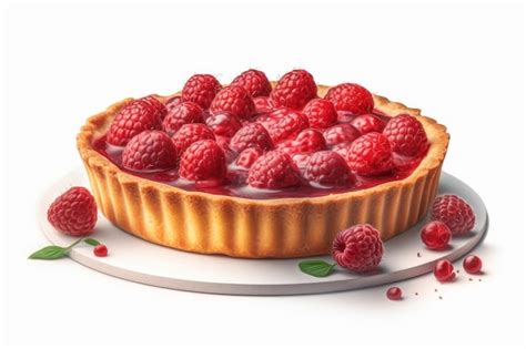 Premium Photo Raspberry Quiche Cream Pastry Pie Generate Ai