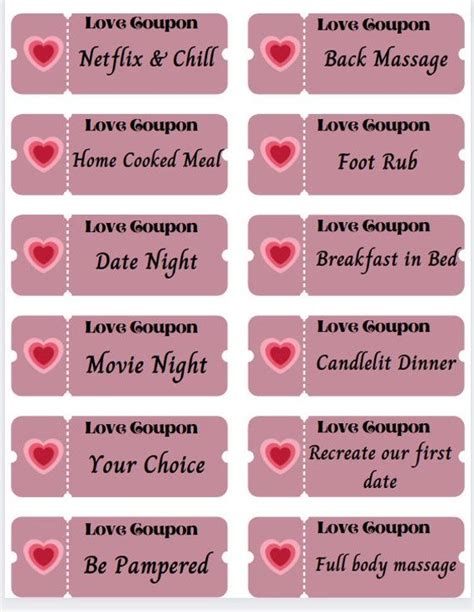 Personalized Love Coupons Printable And Customizable Coupons For Your