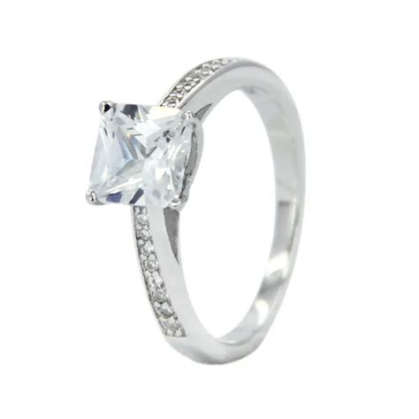 Wholesale 925 Sterling Silver Rhodium Plated White Gold Bridal Solitary