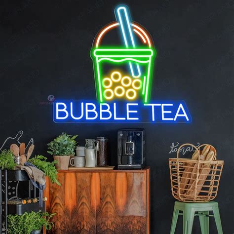 Neon Sign Boba Tea Neon Sign Bubble Tea Neon Signs Neon Light Neon