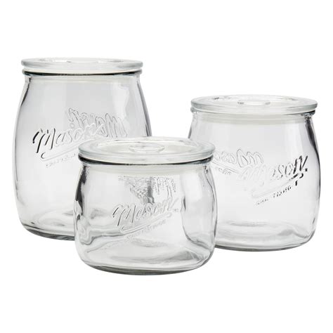 Mason Craft And More Airtight Kitchen Food Storage Clear Glass Pop Up Lid Canister 3 Piece Glass