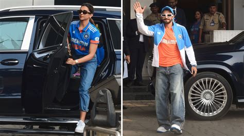 Deepika Padukone And Ranveer Singh Leave For Ahmedabad To Watch India