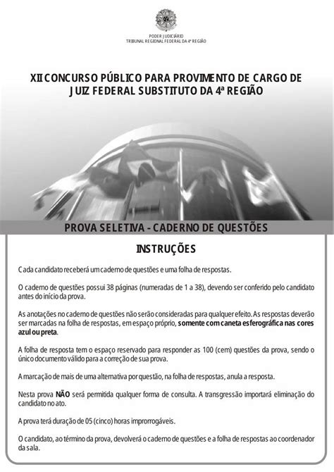 PDF XII CONCURSO PÚBLICO PARA PROVIMENTO DE CARGO Dadas as