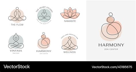 Yoga Zen And Meditation Linear Icons Logos Vector Image