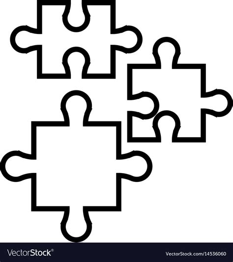 Puzzle jigsaw piece business team outline Vector Image