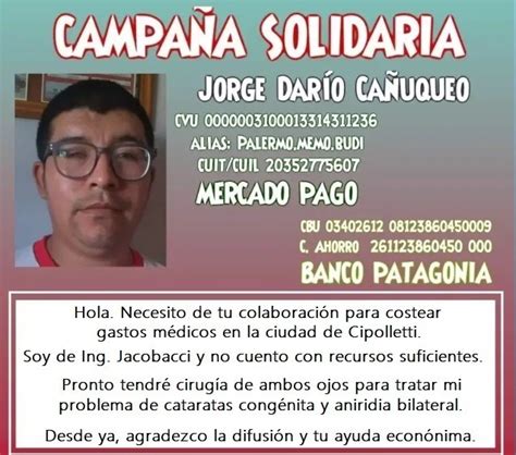 Jacobacci Contin A La Campa A Solidaria Para Ayudar A Jorge Dar O