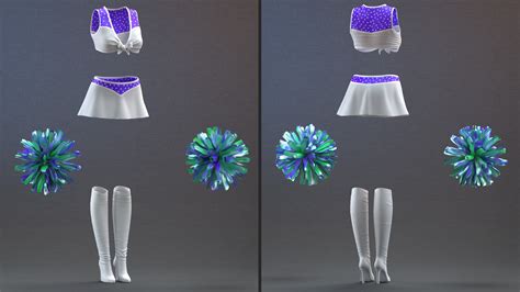 Purple Cheerleader Outfit With Pom Pom 3d Model 99 3ds Blend C4d