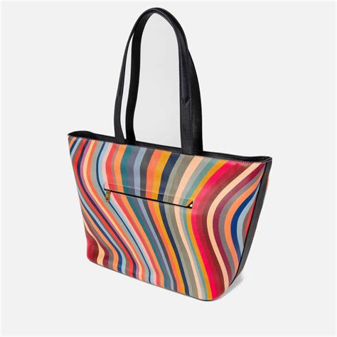 Paul Smith Swirl Striped Leather Tote Bag