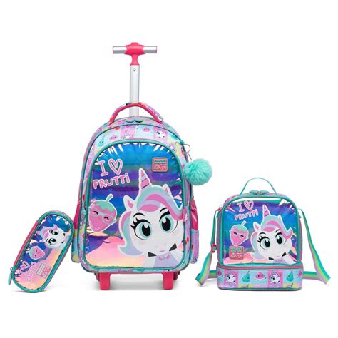 Kit Mochila Bolsa De Rodinhas Menina Infantil Escolar Reforçada ...