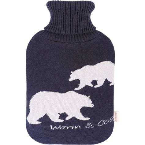 HomeTop Large Liter Soft Knit Elegant Polar Bear Hot Water Bottle Cover ONLY Cover L Gray