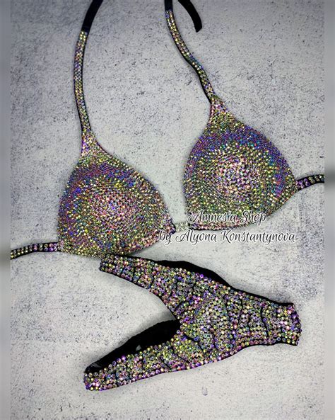 Crystal AB Fitness Bikini Competition Set Figure Bikini Bikini Suit Competition Bikini