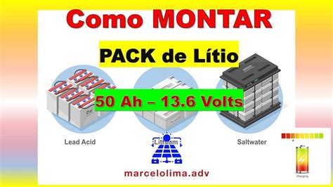 Como Montar Um Pack de Células de Lítio de 50 Ah 13 6 Volts