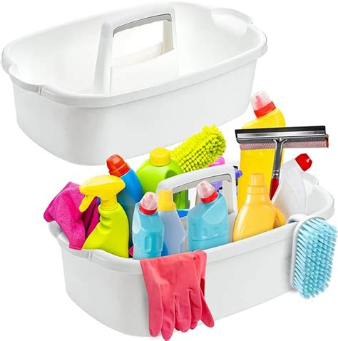 Topzea Pack Cleaning Supplies Caddy Large Plastic Cleaning Supply