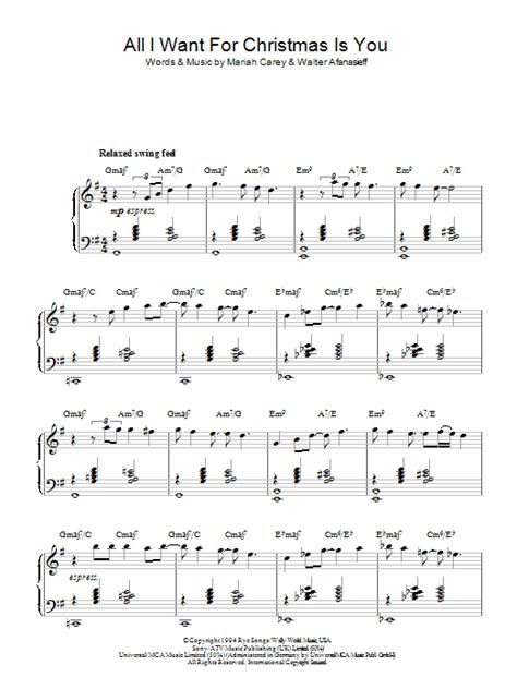 All I Want For Christmas Is You Piano Solo Print Sheet Music Now