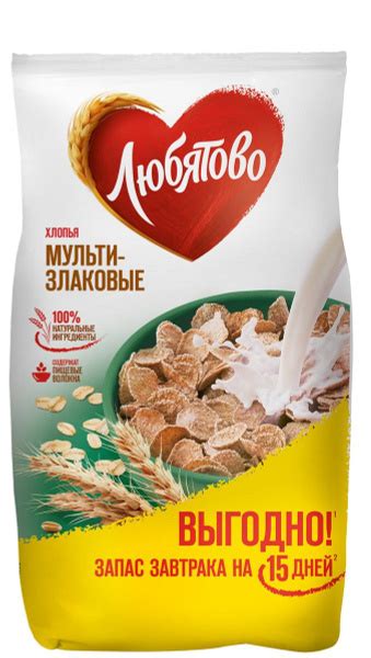 Хлопья Любятово мультизлаковые, 450г, 6 штук - купить с доставкой по ...