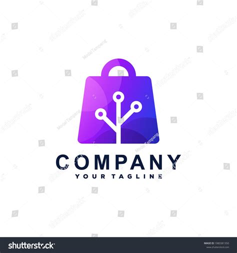 Shopping Tech Gradient Logo Design Stock Vector (Royalty Free