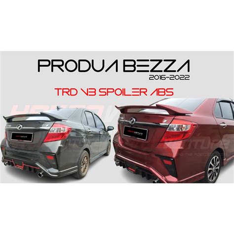 Abs Perodua Bezza Trd V Spoiler With Clip No Drill Shopee