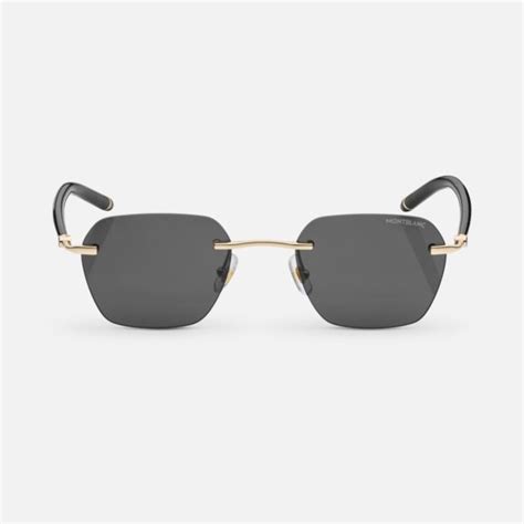 Squared Sunglasses with Gold Colored Metal Frame - Luxury Sunglasses – Montblanc® US