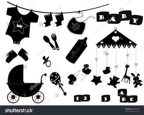 Baby Elements Silhouette Vector Stock Vector (Royalty Free) 20975476 ...