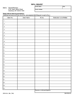 Fillable Online Refill Request Fax Email Print Pdffiller