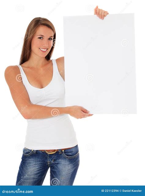 Young Woman Holding Blank Sign Stock Images Image 22112394