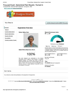Shadow Health Comprehensive Assessment Completed - Comprehensive ...